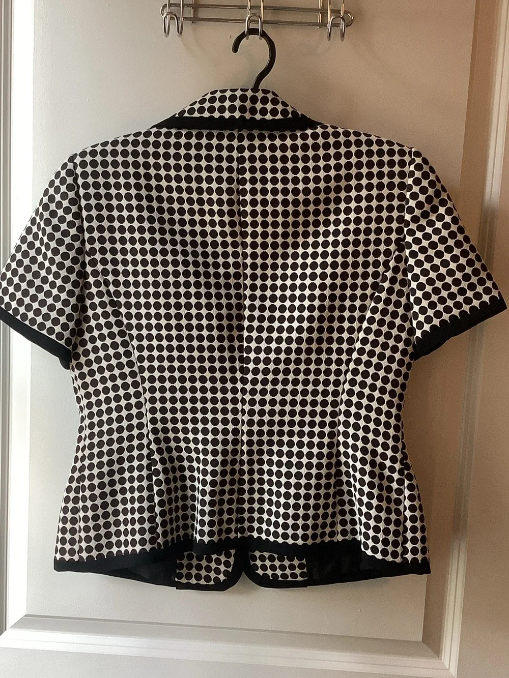Evan Picone Black and White Polka Dot Short Sleeve Blazer